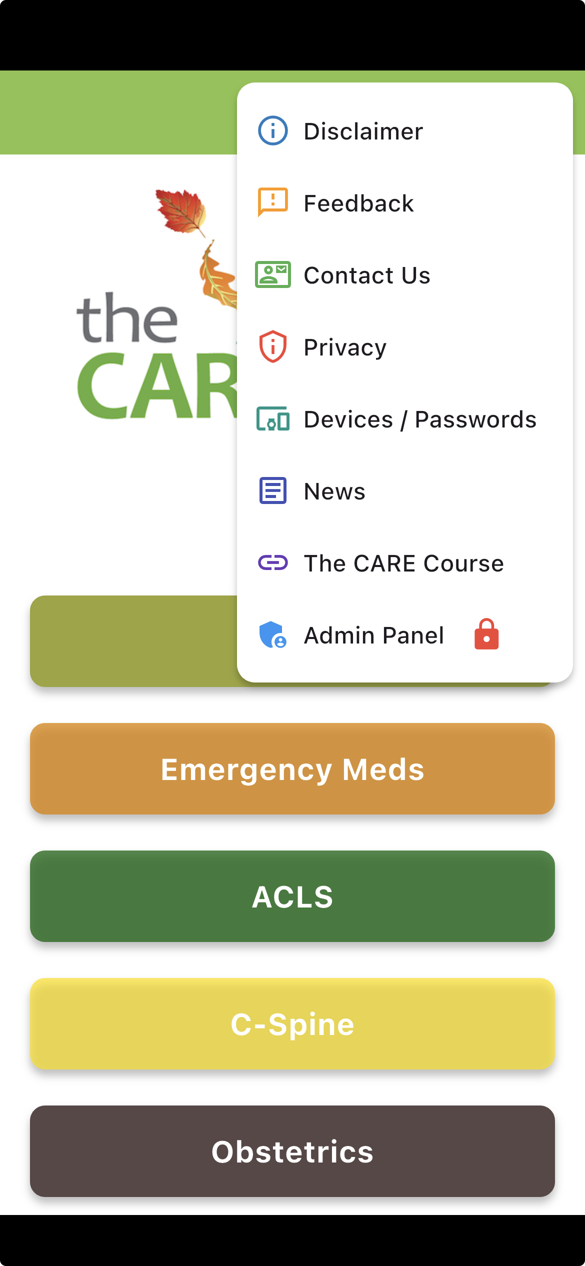 CARE Course disclaimer